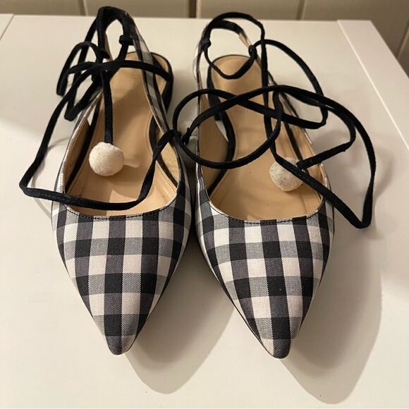 J. Crew Shoes - J. Crew Slingback Gingham Lace-Up Flats